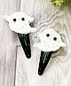 Bobbles & Scallops Set Of 2 Halloween Theme Crocheted Ghost Applique Snap Hair Clip - White