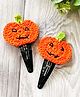 Bobbles & Scallops Set Of 2 Halloween Theme Crocheted Pumpkin Applique Snap Hair Clip - Orange