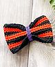 Bobbles & Scallops Halloween Theme Crocheted Striped Designed Bow Clip - Orange & Black
