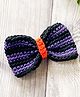 Bobbles & Scallops Halloween Theme Crocheted Striped Designed Bow Clip - Purple & Black