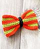 Bobbles & Scallops Halloween Theme Crocheted Striped Designed Bow Clip - Orange & Green