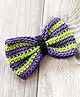 Bobbles & Scallops Halloween Theme Crocheted Striped Designed Bow Clip - Purple & Green