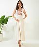 The Kaftan Company Sleeveless Floral Printed Maternity &  Feeding Dress With Concealed Zipper Nursing Access - Off White