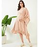 The Kaftan Company Three Fourth Sleeves  Striped Maternity Dress - Peach