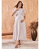 The Kaftan Company Half Frill Sleeves Hairline Striped Maternity Dress With Nursing Access - Off White