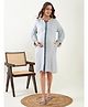 The Kaftan Company Full Sleeves Placement Motif Printed Maternity Shirt Dress With Nursing Access - Teal Blue