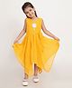 Creative Kids Sleeveless Sprinklers Printed & Embellished Fit & Flare High Low Dress - Yellow