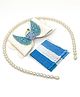 SKD Pearl Detailed Hair Band With Bow Embellished Hair Clips  Set - Blue