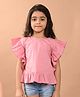 Lilpicks Couture   Half Ruffle Sleeves Solid Top - Light Pink