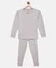 Mackly Full Sleeves Ribbed Thermal Tee With Pants - Light Grey
