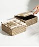 Sirohi Upcycled Plastic Sage Casket Storage Box - White & Gold Cotton, Jute & Metal