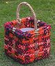 Sirohi Medium Magenta Upcycled Textile Basket - Multicolor