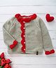 Woonie Full Sleeves Scalloped Border Hand Knitted Cardigan - Grey