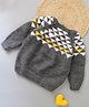Woonie Full  Sleeves Abstract  Triangle Self  Designed Sweater - Dark Grey