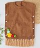 Woonie Sleeveless Floral Embroidered Hand Knitted Sweater -  Brown