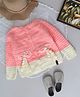 Woonie Handmade Full Sleeves Colour Blocked Crochet Bow Design Front Open Cardigan -  Peach