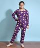 Ninos Dreams Full Sleeves Owl Printed Coordinating Top & Pajama Set - Purple