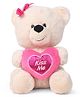 Starwalk Bear Soft Toy with Hear Cream Pink - Height 24 cm