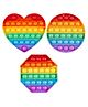 Vworld Xexagone Round Heart Shape Pop Bubble Stress Relieving Silicone Pop It Fidget Toy Pack of 3 - Multicolor