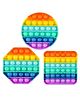 Vworld Round Square Xexagone Shape Pop Bubble Stress Relieving Silicone Pop It Fidget Toy Pack of 3 - Multicolor