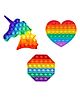 Vworld  Xexagone Unicorn Heart Shape Pop Bubble Stress Relieving Silicone Pop It Fidget Toy Pack of 3 - Multicolor