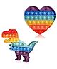 Vworld  Dinosaur Heart Shape Pop Bubble Stress Relieving Silicone Pop It Fidget Toys Pack of 2 - Multicolor