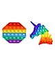 Vworld Unicorn Xexagone Shape Pop Bubble Stress Relieving Silicone Pop It Fidget Toys Pack of 2 - Multicolor