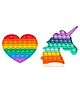 Vworld Unicorn Heart Shape Pop Bubble Stress Relieving Silicone Pop It Fidget Toys Pack of 2 - Multicolor