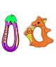 Vworld Teether for Infants Freeze Safe Easy Teething & Chewing Play Toys Brinjal and Rat(Pack of 2) (multicolour)