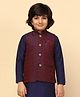 KISAH Cotton Tencel Blend Sleeveless Paisley Woven Design  Nehru Jacket - Purple & Maroon