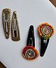Tiny Closet Set Of 4 Glitter And Beads Embellished Tic Tac Hair Clips - Red