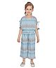 Peppermint Half Sleeves Floral Printed  Top With Coordinating Culotte Pant - Blue