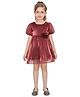 Peppermint  Half Sleeves Floral Applique Detailed Fit & Flared Party  Dress - Maroon