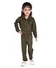 Peppermint Full Sleeves  Solid Jacket Style  Top With Coordinating Pant - Olive Green