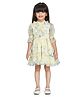 Peppermint  Half  Sleeves Frill Detailed Floral Printed Dress - Yellow
