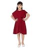 Peppermint Half Sleeve Stone Embellished & Floral Applique Detailed Party  Dress - Maroon