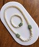 Little Blossom Handpainted Stone & Pearl Embellished  Necklace Set - Green