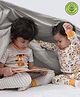 Keebee Organics Organic Cotton Pack Of 2 Full Sleeves  Tiger Printed Tee With Coordinating Pajama Combo Set - White