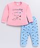 Nottie Planet Full Sleeves Fruit & Colour Name Printed Tee With Pajama Set - Pink