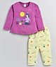 Nottie Planet Full Sleeves Watering Plants Printed Coordinating Tee & Pajama Set - Purple