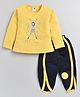 Nottie Planet Full Sleeves Nothing Can Stop Me Girl Printed Tee With Tulip Pant - Golden & Navy Blue