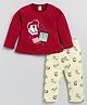 Nottie Planet Full Sleeves Camera Printed Coordinating Tee & Pajama Set - Red