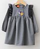 LC Waikiki Full Sleeves Frill Detailed Minnie Mouse Printed Fit & Flare Dress - Grey