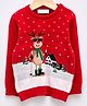 LC Waikiki Christmas Theme Full Sleeves Reindeer Design Detailed Knitted Cotton Crew Neck Sweater - Red
