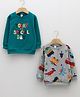 LC Waikiki  100% Cotton Christmas Theme Full Sleeves Snowman & Dino Printed Sweatshirts - Green & Grey