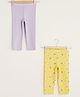 LC Waikiki Pack Of 2 Solid & Stars Printed Leggings - Purple & Yellow