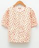 LC Waikiki Half Sleeves Floral Printed Poplin Top - Ecru Off White