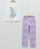 LC Waikiki Frozen Featuring 100% Cotton Full Sleeves Elsa & Stars Printed Top & Bottom Set - White & Purple