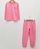 LC Waikiki Cotton Full Sleeves Placement Text & Smiley Printed Tee With Joggers Set - Pink