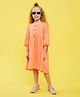 LC Waikiki Three Fourth Sleeves Solid Dress - Coral Orange